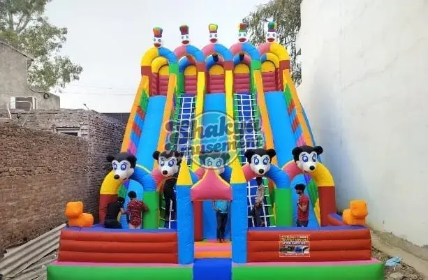22x28 Ft 5-Lane Mickey Mouse Bouncy Slide with Climbing Nets (SB282228001A)