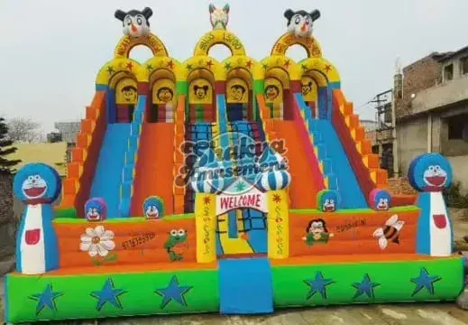 26x24 Ft 6-Lane Doraemon Welcome Gate Bouncy Slide – Star Base (SB262424002A)