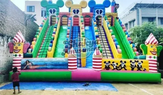 26x26 Ft 6-Lane Mickey Mouse & Clown Bouncy Slide (SB262622006A)